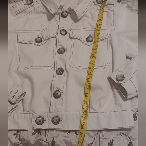 Free People Eisenhower Denim Jacket Ivory SzM Button Up - Picture 6 of 12